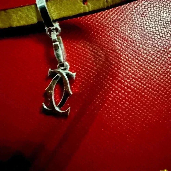 RARE CARTIER 18k WHITE GOLD BUCKLE ON CARTIER LEATHER CHARM BRACELET. 3 CHARMS - Picture 9 of 11